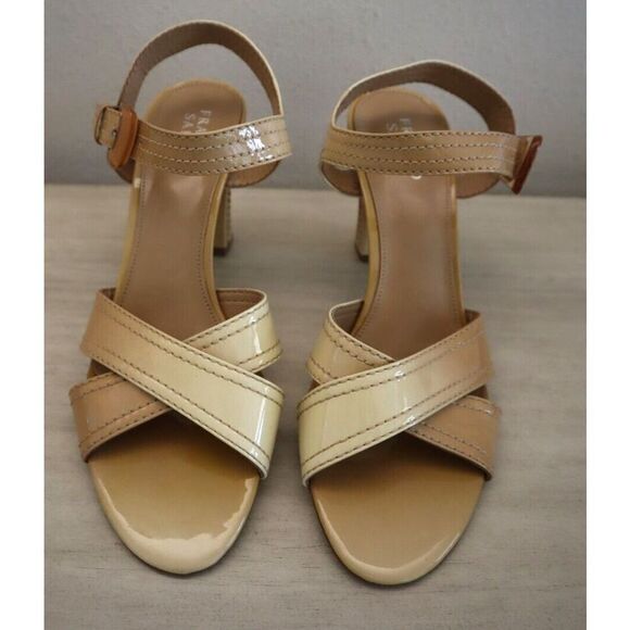 Franco Sarto 19613250 Women Sz 9.5M Beige Classe Ankle Strap Patent Leather Pump - Picture 9 of 11